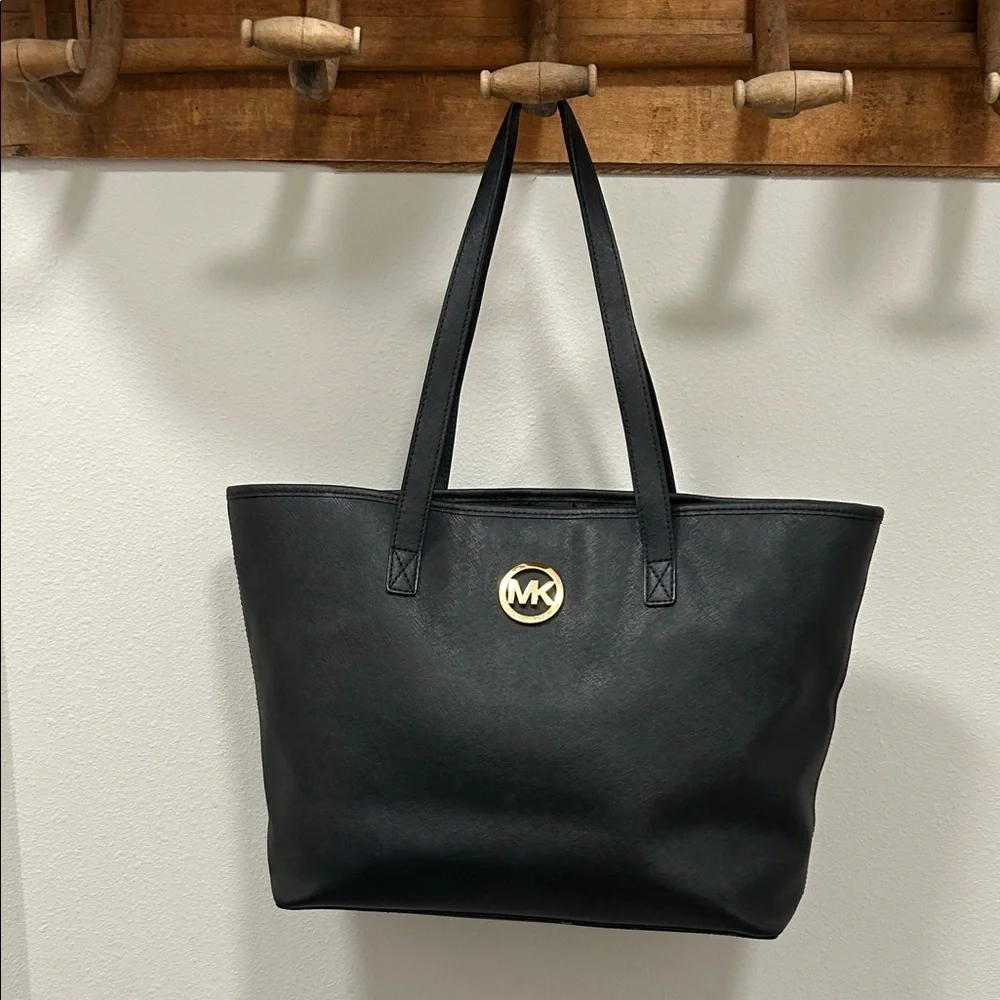 Michael Kors Black Tote with Gold Logo